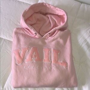 VAIL COLORADO Women’s Pink Longsleeve Hoodie Sweatshirt Large